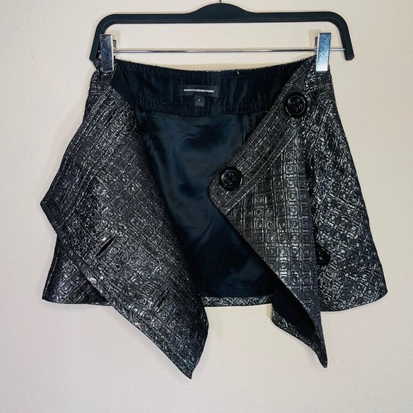 Metallic Button Front Mini Skirt 0 - New without tags - Picture 4 of 10